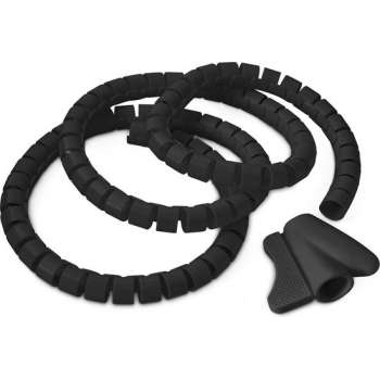 relaxdays Flexibele kabelspiraal zwart, kabel bundel set, cable bundle tube