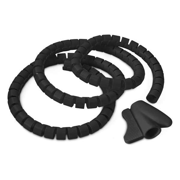 relaxdays Flexibele kabelspiraal zwart, kabel bundel set, cable bundle tube