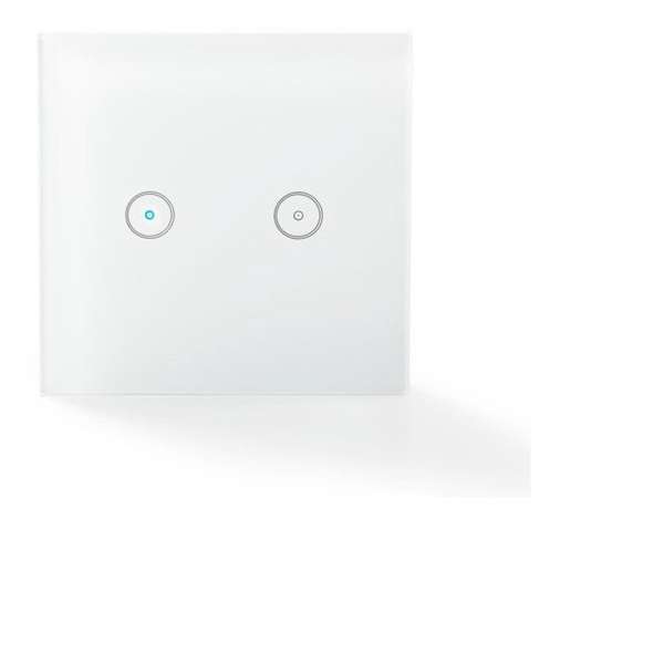 slimme wandschakelaar SMART, WIFI, 2 VOUDIG, 230VAC, BUILD-IN RELAIS MAX 300W voor dubbele lampen