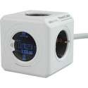 Allocacoc PowerCube Extended Monitor 4-voudige stekkerdoos met energieverbruiksmeter - 1,5 meter