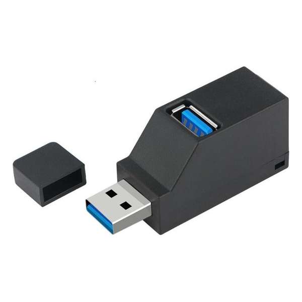 WiseGoods USB Hub 3 Poorts - USB Splitter - Mini Usb 2.0 en 3.0 - Kaartlezer - Hoge Snelheid - Zwart