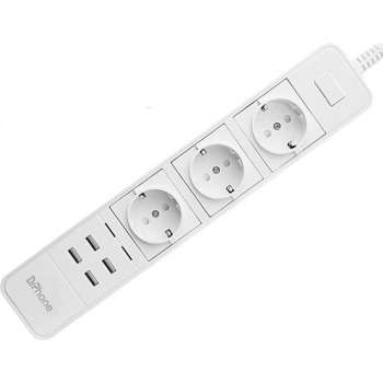 DrPhone SPS5 Wifi Smart Stekkerdoos 16A Plug Socket -4x USB poorten - Voice Control Met Alexa Google Home Tuya app