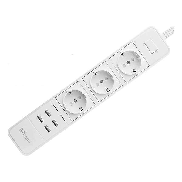 DrPhone SPS5 Wifi Smart Stekkerdoos 16A Plug Socket -4x USB poorten - Voice Control Met Alexa Google Home Tuya app