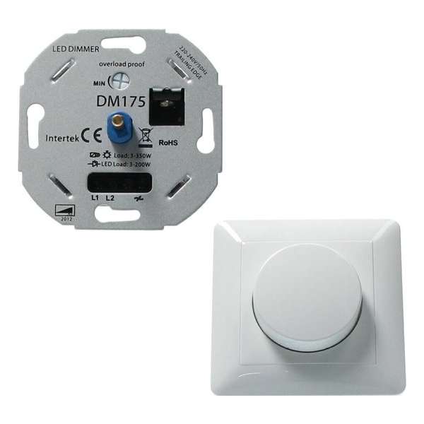 Banzaa Led Dimmer Inbouw 3-200w ‒ Fase Afsnijding 100% Stil ‒ incl. Afdekraam maar andere merken geen probleem