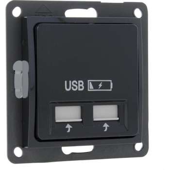 Smartwares S2 Inbouw Wandcontactdoos - 2-voudig USB - 5V- Antraciet