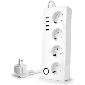 DrPhone SPS Wifi Smart Stekkerdoos 16A Plug Socket -4x USB poorten - Voice Control Met Alexa Google Home Tuya app