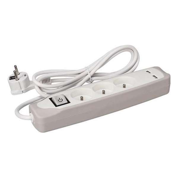 Perel Stekkerdoos 3-voudig Incl. 2 Usb-poorten Penaarde 3500w