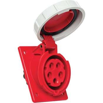 "Mete - CEE female - inbouw - schuin - 5 polig 6H 16A IP67 - waterdicht - kracht - rood -  stekker 380-415VAC "