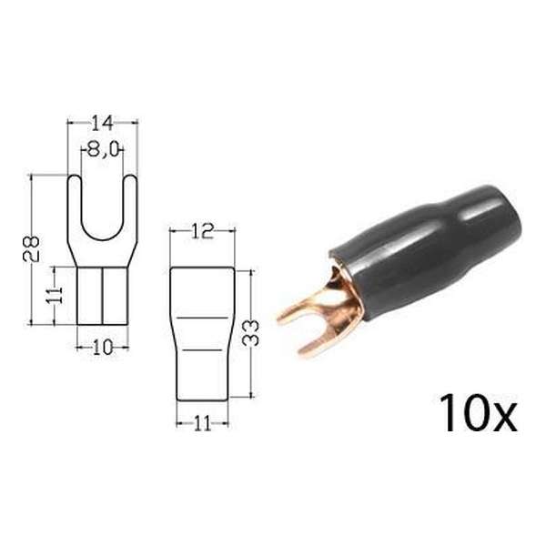 Kabelschoen   vork  verguld zwart 35mmÂ² diam 8mm