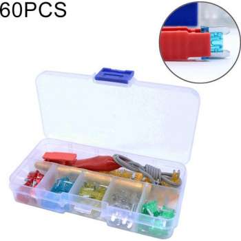 60 STKS Diverse Auto Motorfiets Truck Mini Lage Fuse Micro Blade Zekering Set 5A 10A 15A 20A 25A 30 AM & Test Potlood