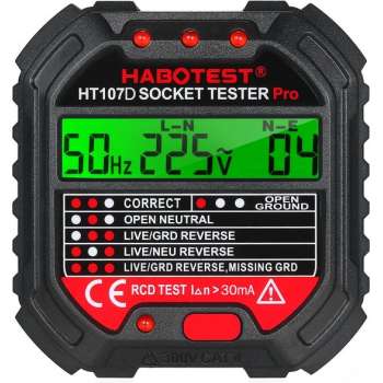 Habotest® Professionele Stopcontact Tester - Socket Tester - Voltage Detector - Met Spanning Display - 90-250V