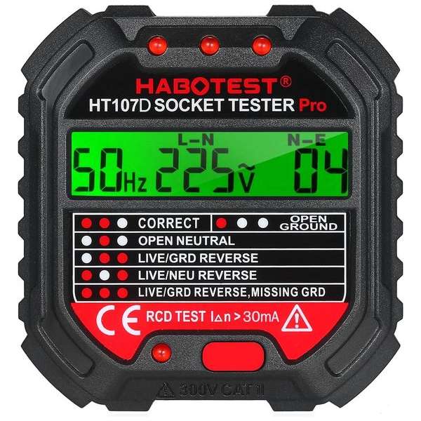 Habotest® Professionele Stopcontact Tester - Socket Tester - Voltage Detector - Met Spanning Display - 90-250V