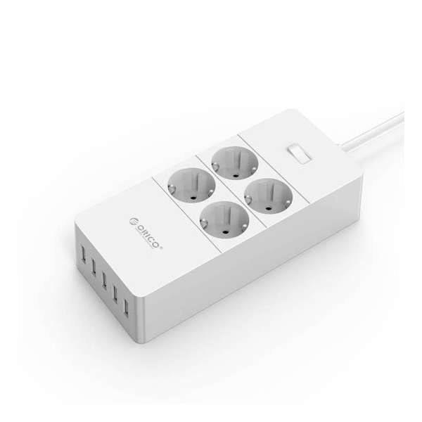 Orico stekkerdoos met 4 contacten en 5x USB / wit - 1,5 meter