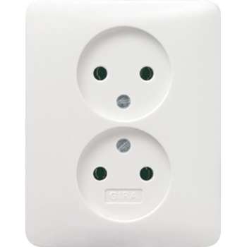 Gira SY55 Inbouw Stopcontact - 2-voudig - Zuiverwit - glans