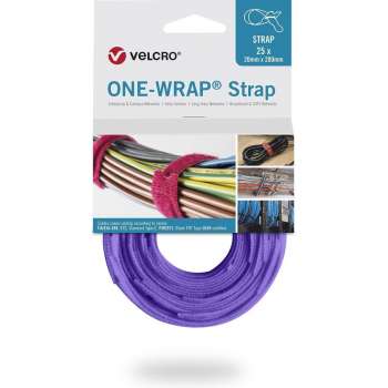 One-wrap Strap 20 mm x 200 mm. Paars. Klittenband + Kortpack pen (098.0608)