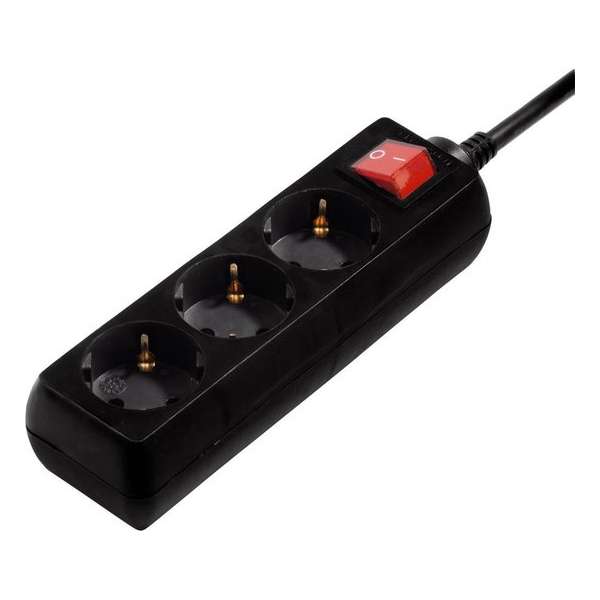 Hama 00108816 3AC outlet(s) 230V 3m Zwart