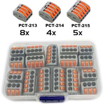 DW4Trading® Assortimentdoos lasklemmen connectors 17 delig 3, 4 en 5 voudig