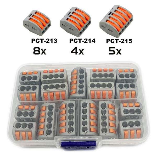 DW4Trading® Assortimentdoos lasklemmen connectors 17 delig 3, 4 en 5 voudig