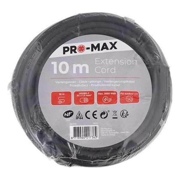 Pro Max outdoor verlengsnoer 10 meter zwart