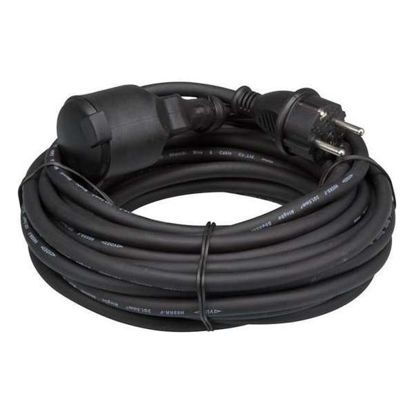 Perel Verlengkabel 10 M Rubber Zwart