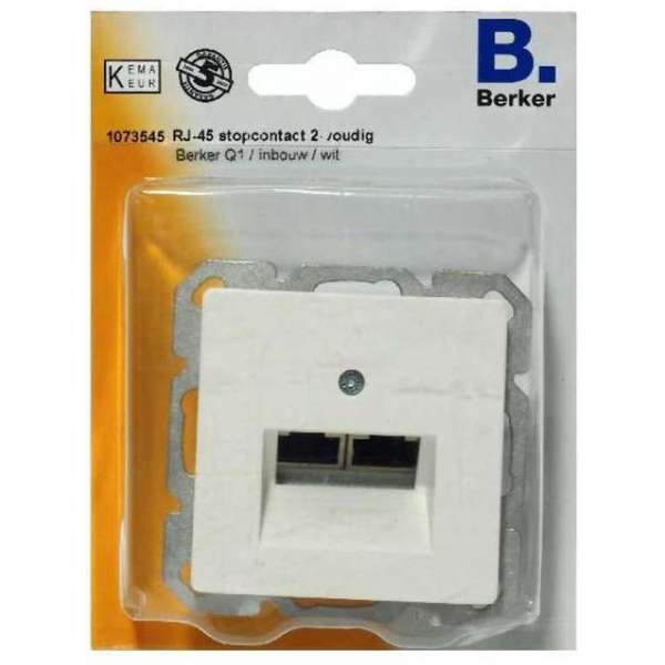 BERKER Q1 RJ-45 stopcontact 2-voudig, inbouw | WIT