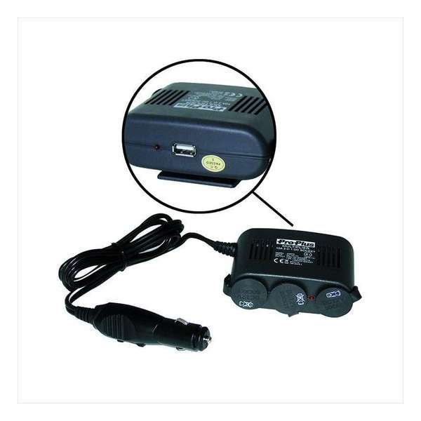 Pro+ Splitter 3-weg 12V + USB incl. bevestigingsplaat