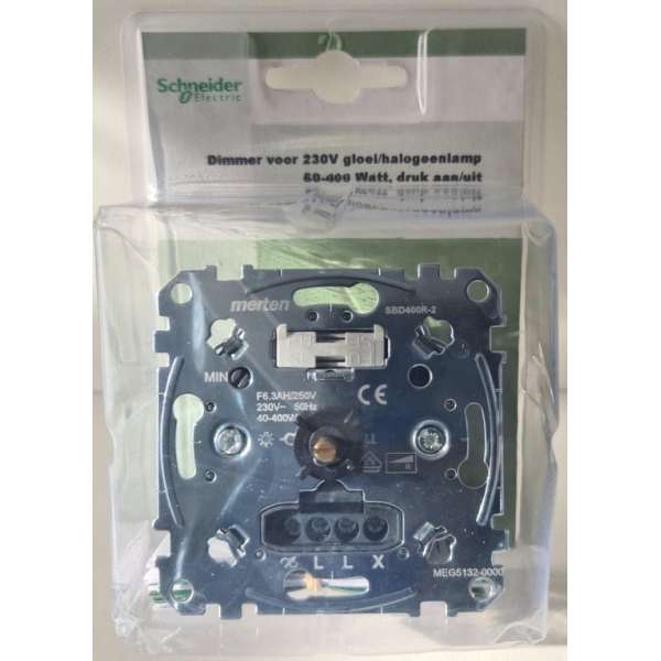 Schneider Electric - Dimmer voor 230V gloei/halogeenlamp - 60-400Watt - druk aan/uit