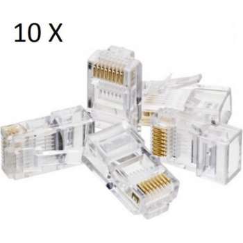 10 stuks RJ-45 CAT5/  CAT5E / CAT6 Connector - Kabel Aansluiting Stekker / Plug Voor UTP - RJ45 (CAT 5 / CAT 5E / CAT 6)