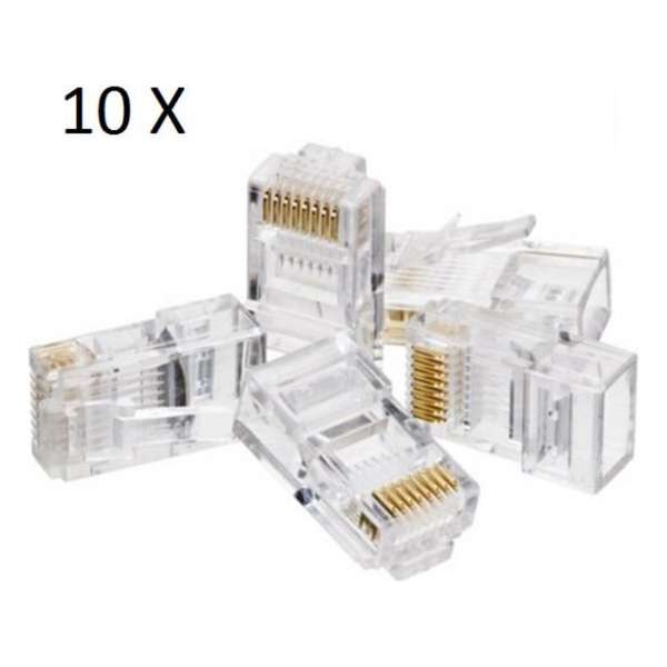 10 stuks RJ-45 CAT5/  CAT5E / CAT6 Connector - Kabel Aansluiting Stekker / Plug Voor UTP - RJ45 (CAT 5 / CAT 5E / CAT 6)