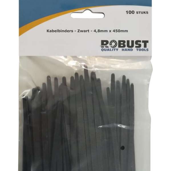 Robust Kabelbinders 100Stuks/Zak Zwart 4,8mm x 450mm