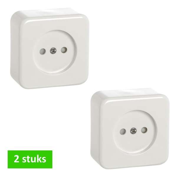 TQ4U wandcontactdoos | opbouw | zonder randaarde | hoogte slechts 26 mm ! | wit | 2 STUKS