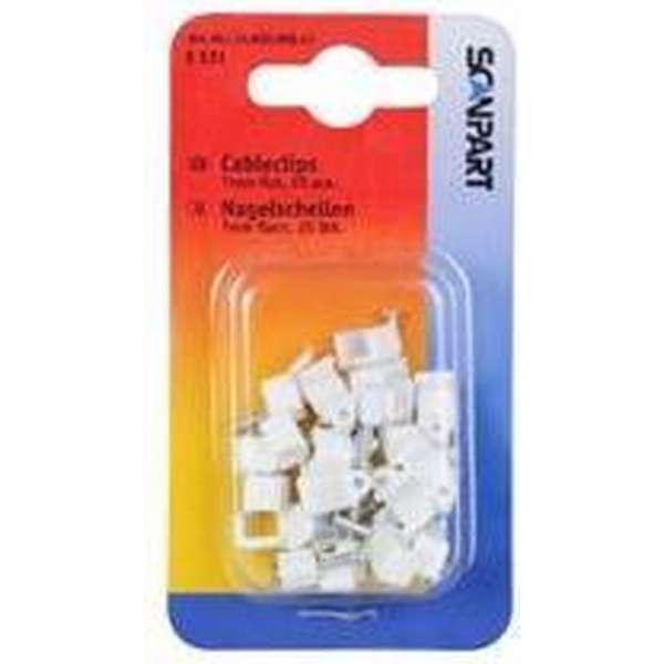 Scanpart E531 Snoerclips 7mm Plat Wit 25stuks