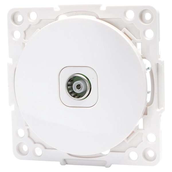 Televisie Contactdoos - Wandcontactdoos Coax - Aigi Jura - Inbouw - Rond - Kunststof - Wit - BES LED