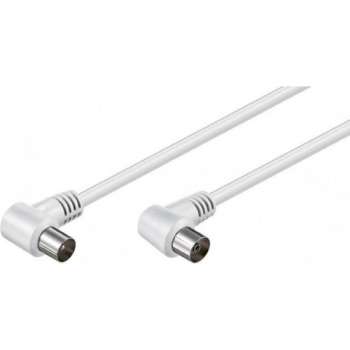 TECHNETIX coax kabel | RLA75-21-1.5W | viervoudig afgeschermd | lengte 150 cm  | male - female |2x haakse stekker | wit