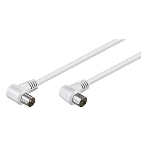 TECHNETIX coax kabel | RLA75-21-1.5W | viervoudig afgeschermd | lengte 150 cm  | male - female |2x haakse stekker | wit