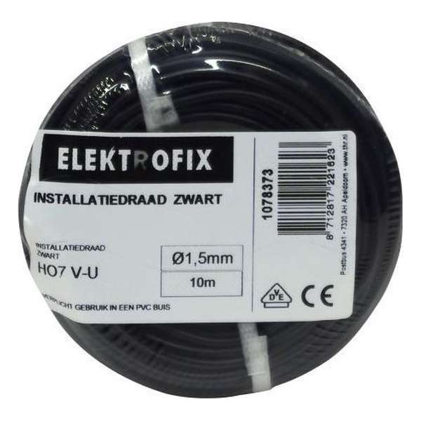 Elektrofix installatiedraad zwart 10 m x 1,5 mm