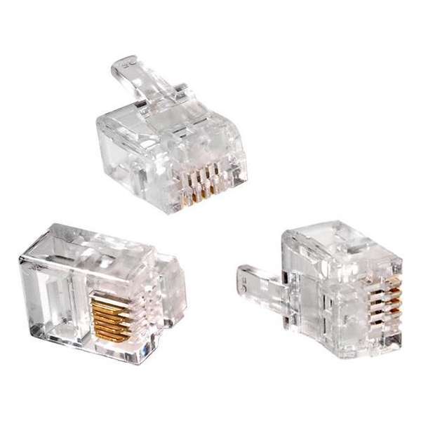 Hoge  kwaliteit RJ11 6P4C telefoonstekkers Maclean MCTV-665 - 100 st. Modulairplug