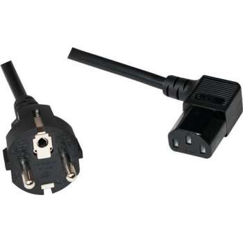 LogiLink Apparaatsnoer met haakse C13 plug en rechte stekker - 3x 0,75mm / zwart - 2 meter