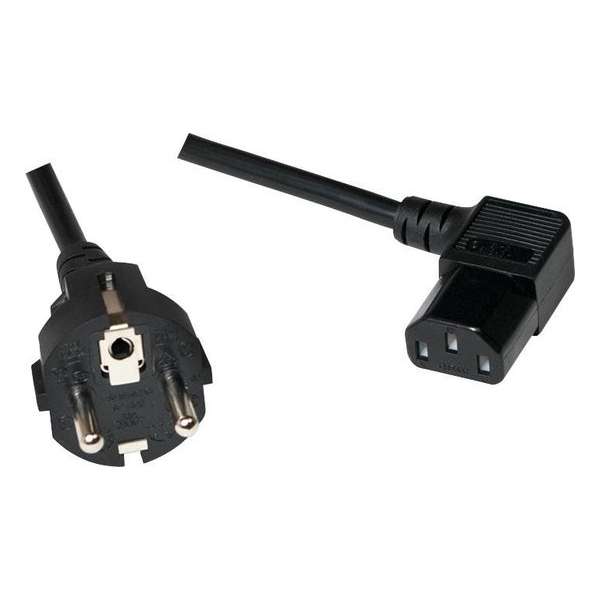 LogiLink Apparaatsnoer met haakse C13 plug en rechte stekker - 3x 0,75mm / zwart - 2 meter