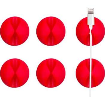 Kabel Organizer - Kabel Management - Kabelhouder - Kabelclips - Kabelklem - Cable Management - Rood - 6 stuks