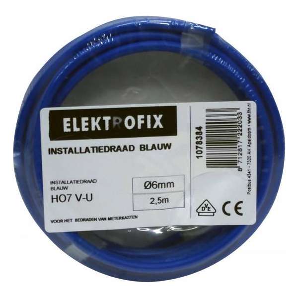 Elektrofix VD-draad 6mm2 blauw 2.5m