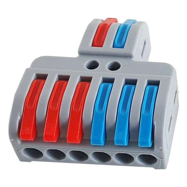 Snelle kabelconnector - 2 tot 6 Out Wire Splitter - Klemmenblok Compacte bedradingsblokken - 2 stuks