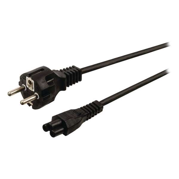 InLine Apparaatsnoer met rechte C5 plug en rechte stekker - 3x 0,75mm / zwart - 0,30 meter