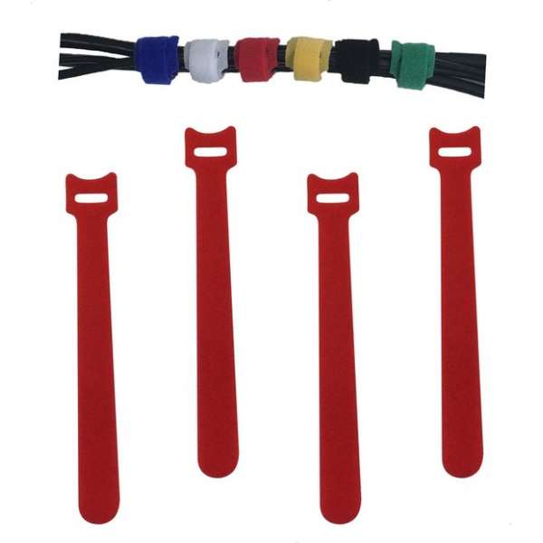 Kabelbinders Klittenband Hersluitbaar – 50 stuks - Tie Wraps - Kabel Organiser - Rood