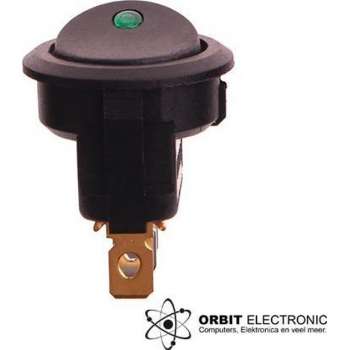 Orbit Electronic® - Wipschakelaar 12V Rond - Groen LED indicator - Auto/Boot/Camper - Per Stuk