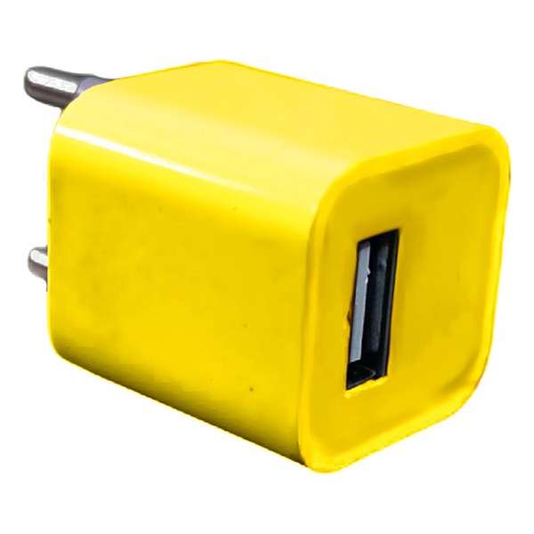 Universeel - USB adapter - USB stekker - USB lader - Blokje - Geel