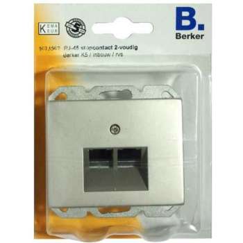 BERKER RJ-45 stopcontact 2-voudig, inbouw | RVS