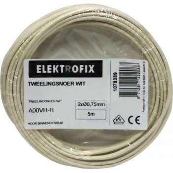 Elektrofix tweelingsnoer 2 x 0,75 mm wit 5 m