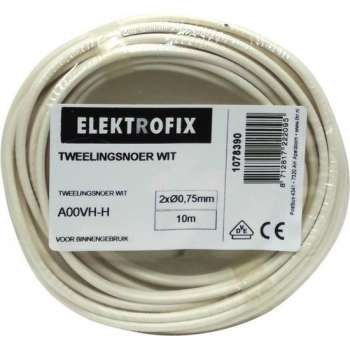 Elektrofix tweelingsnoer 2 x 0,75 mm wit 10 m