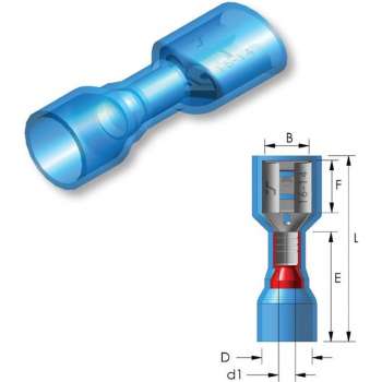 Krimp vlakstekerhuls 6,3x0,8mm Blauw 5st - Kabelschoen - AMP connector